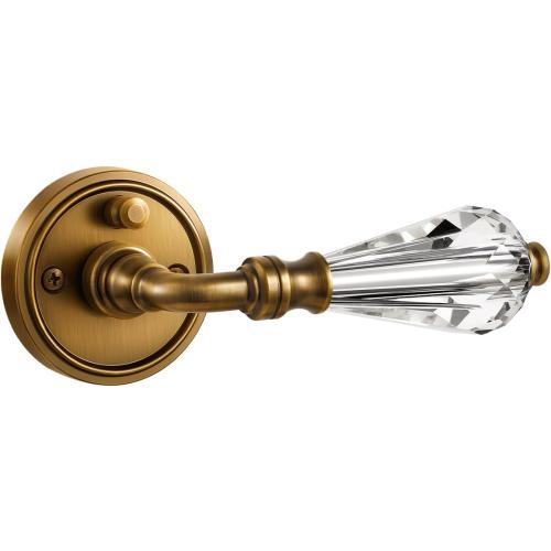1 set of Antique Brass Glass Door Lever Privacy Crystal Door Levers Door Lever Interior Door Handle for Bedroom and Bathroom,Zinc Alloy