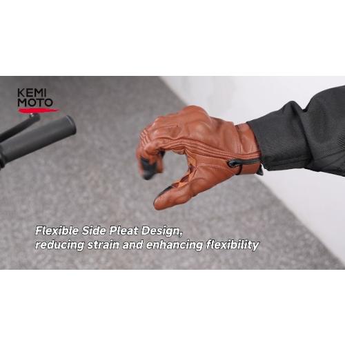 KEMIMOTO Motorcycle Gloves, Leather Motorcycle Riding Gloves for Men and Women, Touchscreen Motorbike Gloves for Motorcross Racing BMX MTB Cycling with Hard Knuckle