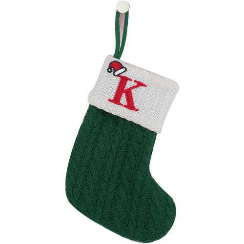 7 inch Mini Cute Knit Monogram Embroidered Christmas Stocking Personalized Initial Christmas Stocking Family Holiday Xmas Party Decor Christmas Decorations