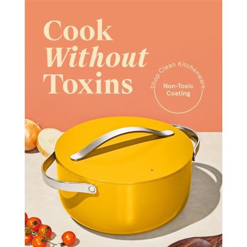 Caraway Nonstick Ceramic Dutch Oven Pot with Lid (6.5 qt, 10.5) - Non Toxic, PTFE & PFOA Free - Oven Safe & Compatible with All Stovetops (Gas, Electric & Induction) - Marigold