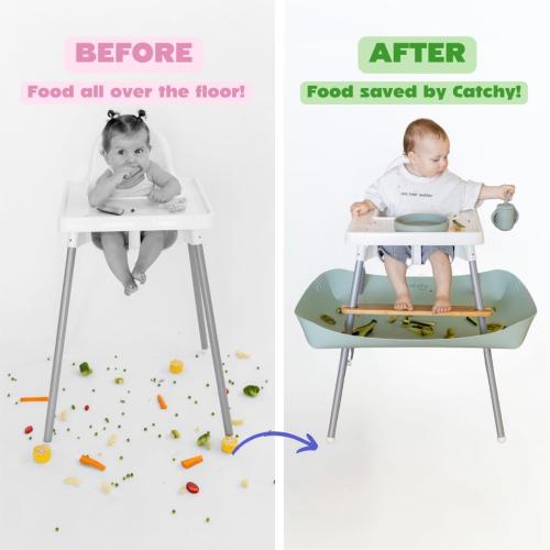CATCHY -Food Catcher-Compatible with IKEA Antilop High Chair   12 Other High Chairs- Highchair Sold Separately -Baby & Toddler Food & Mess Catcher-Premium Linen Inspired - Under High Chair Accessory