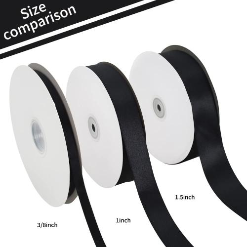 TONIFUL 1 Inch x 100yds Black Satin Ribbon, Thin Solid Color Satin Ribbon for Gift Wrapping, Crafts, Hair Bows Making, Wedding Party Decoration, Sewing, Halloween, Floral Bouquets, Christmas