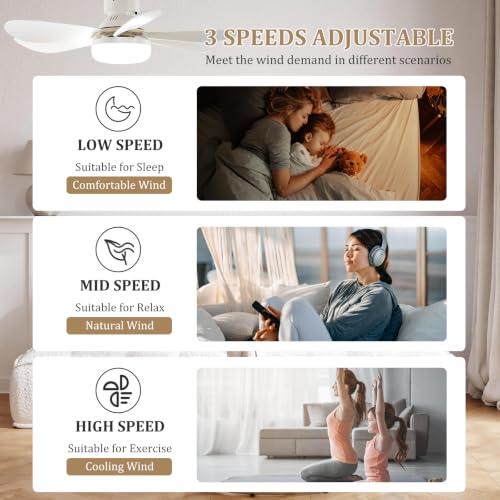 20.5Socket Fan Light with Remote,E26 Base 40W/3000-6000K Dimming | Portable Small Screw in Ceiling Fan with Light Bulb for Bedroom,Kitchen,Garage,3Color Modes,1900LM 8-Level Dimming Brightness