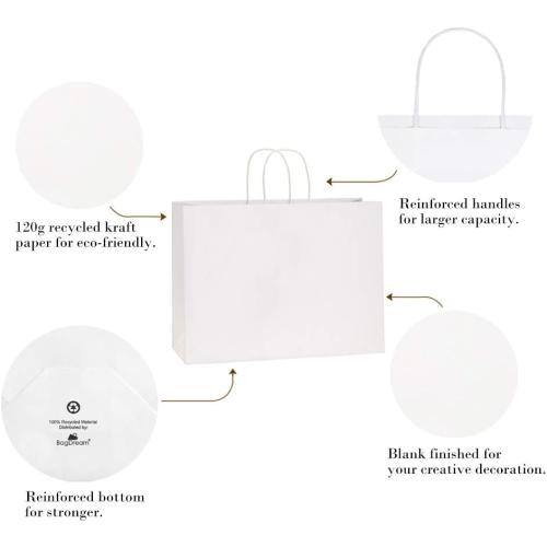 BagDream 25Pcs 16x6x12 Inches Kraft Paper Bags with Hand