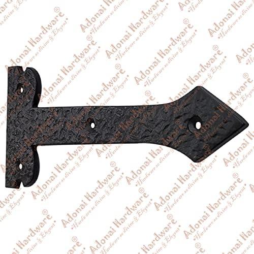 Adonai Hardware 8 Inch ''Agee'' Heavy Duty Antique Cast Strap False or Faux or Dummy Hinge Front (8 Pack, Matte Black) for Vintage Barn Doors, Gates, Furniture, Garage, Shutters and Fences
