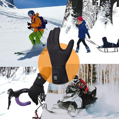 Heated Glove Liners for Men Women, Rechargeable Battery Electric Heated Gloves, Winter Warm Glove Liners for Arthritis Raynaud, Thin Gloves Riding Ski Snowboarding Hiking Cycling