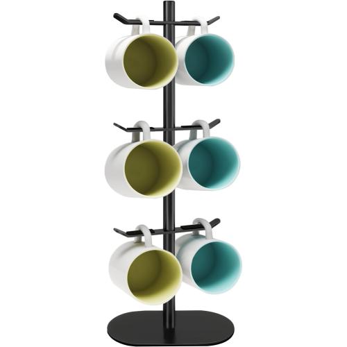Cup Holder Tree with 6 Hooks, Metal Coffee Mug Rack Stand (Black)