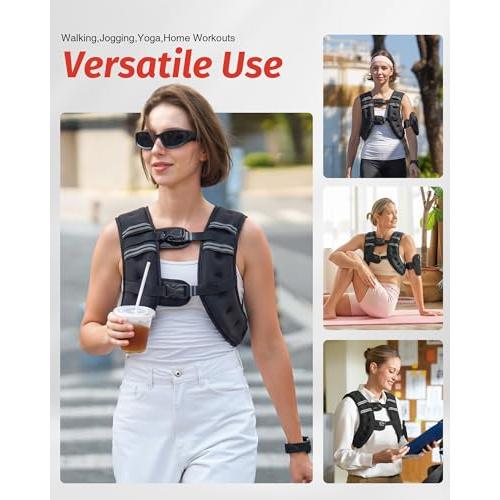 ZELUS Weighted Vest, 6lb/8lb/12lb/16lb/20lb/25lb/30lb Weight Vest with Reflective Stripe for Workout, Strength Training, Running, Fitness, Muscle Building, Weight Loss, Weightlifting