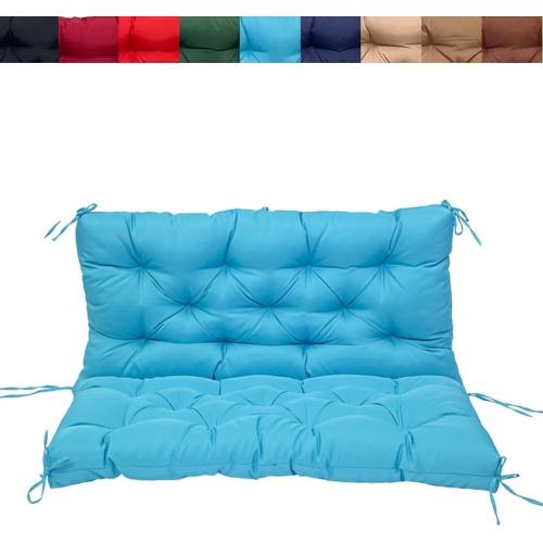 Cushioned Porch Swings, Outdoor Swing Cushions, Waterproof Swing Cushions 3 Seater Replacement with Backrest for Porch, Patio, Backyard, Garden and Lawn(Peacock Blue,48 * 40 * 4in)