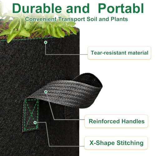 JERIA 24-Pack 10 Gallon Nonwoven Grow Bags, Plant Grow Bags，Heavy Duty Aeration Fabric Pots with Durable Handles