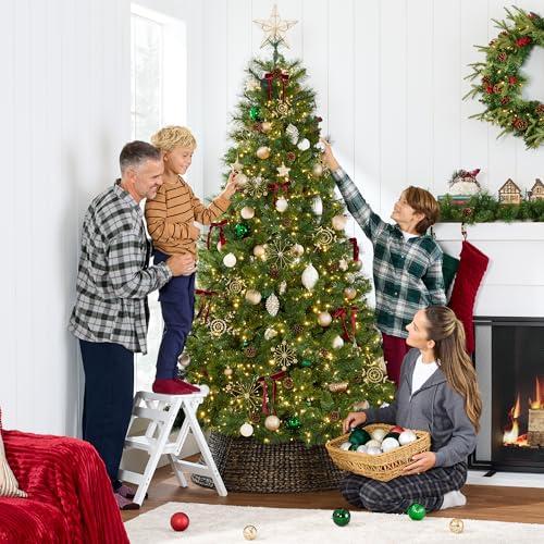 Best Choice Products 9ft Pre-Lit Scotch Pine Christmas Tree, Premium Pre-Decorated Artificial Holiday Decor w/ 2,020 Branch Tips, 2-in-1 White and Multicolor LED Lights, Cordless Setup