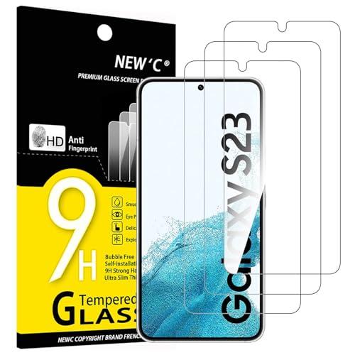 NEW'C 3 Pack Designed for Samsung Galaxy S23 Screen Protector Tempered Glass, Scratch Resistant, Bubble Free, Ultra Resistant