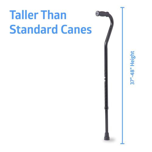 Medline Tall Steel Bariatric Offset Handle Cane, Adjustable Height 37–48, 500 lb Weight Capacity, for Adults & Elderly with Foot & Leg Injuries, Walking, Mobility - Cane Weighs 4 lbs