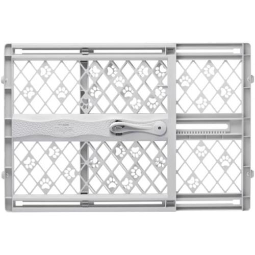 MYPET North States Paws Portable Pet Gate: 26-40 Wide. Pressure Mount. No Tools Needed. Made in USA. Dog Gate 23 Tall, Expandable, Durable Dog Gates for Doorways, Light Gray