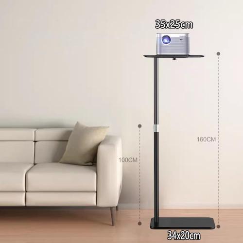GRRICEPL Projector Floor Stand, Against Wall Hidden Stand, Height Adjustable, 360° Rotatable Ball Head for Home & Office & Outdoor(White/B,160 cm)