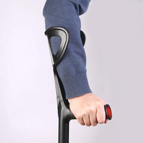 Lightweight Foldable Forearm Crutch, Aluminum Walking Stick,Height Adjustable, Ergonomic Handle with Comfortable Grip 2ZG-02BM (Black)