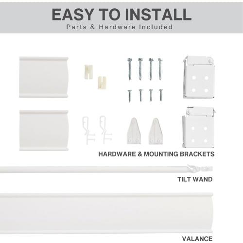 Size 35 x 60 Color White LOTUS & WINDOWARE Cordless Faux Wood Blinds, 35 Wide x 60 Long, Smooth, Snow White, 2 Inch Horizontal Blinds – for Living Room, Bedroom, Interior Door Windows