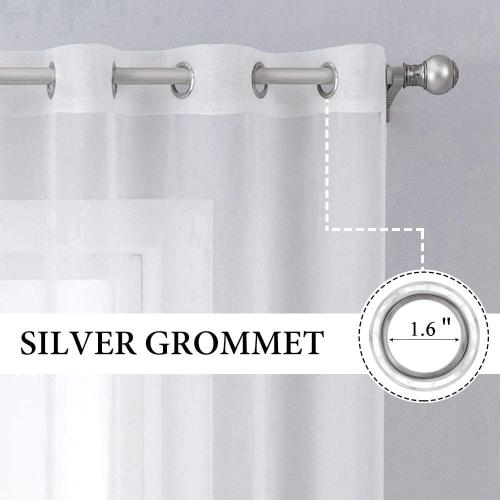 MIULEE Solid Color Sheer Curtains 84 Inches Long 2 Panels Set - Elegant Lightweight Grommet Light Filtering Window Voile Panels/Drapes/Treatment for Bedroom Living Room W42 x L84 Inch, White