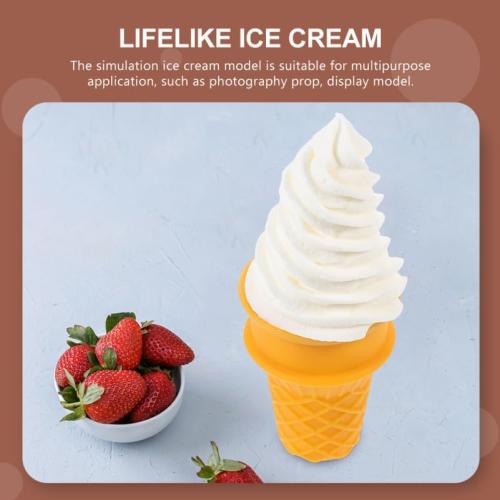 DOITOOL 2PCS Fake Ice Cream Cones Realistic Ice Cream Prop Plastic Ice Cream Cone Models Artificial Ice Cream Cones for Birthday Party Shops Decorations Photography Props