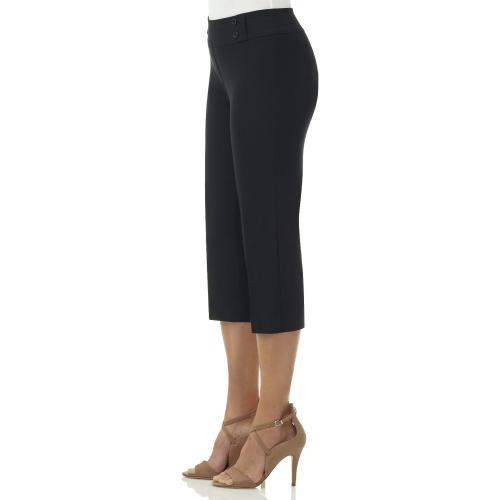 Size 14P Rekucci Women’s Comfort Stretch Pull-On Capri Pants with Button Detail – Everyday Casual Wear