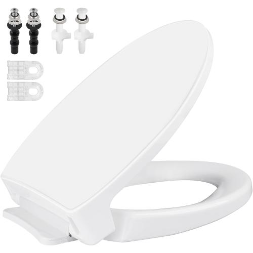 SS114 Toilet Seat Replacement Compatible with TOTO, Elongated Soft Close | Toilet Seat for SS154/SS204/SS214/SS224, Transitional Heavy Duty Oval Toilet Seats, 2-Pack Toilet Bolts and Nuts, White