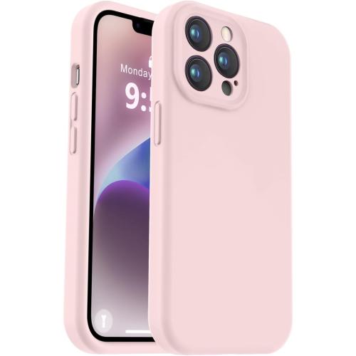Vooii Compatible with iPhone 13 Pro Max Case, Liquid Silicone Upgrade [Camera Protection] [Soft Anti-Scratch Microfiber Lining] Shockproof Phone Case for iPhone 13 Pro Max 6.7 inch - Chalk Pink