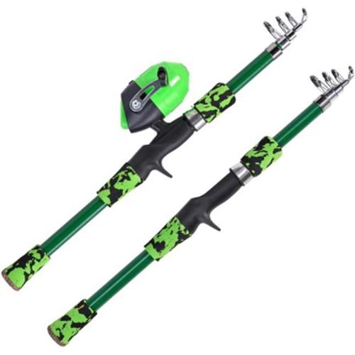 Kids Fishing Rod and Reel Combos, 5.41 ft Telescopic FRP Pole, Collapsible Design with Lure Accessories for Beginners or Experienced Child Anglers, Portable for Freshwater and Saltwater Fishing