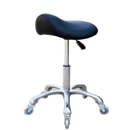 Professional Saddle Stool with Wheels Ergonomic Swivel Rolling Height Adjustable for Clinic Dentist Beauty Salon Tattoo Home Office (Black)