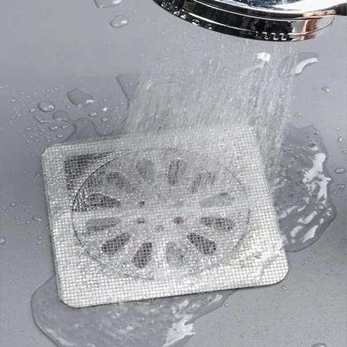 30 PC Disposable Shower Drain Hair Catcher Stickers 4x4 Strong Adhesive Mesh Covers for Bathroom, Kitchen & Laundry Easy Apply & Remove