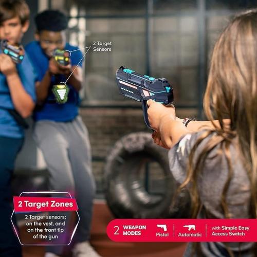 Squad Hero Rechargeable Laser Tag for Kids, Teens & Adults - Boys Gifts - Blasters & Vest Sensors - Fun Ideas Age 8  Year Old Toys - 4 Set - Lazer Teen Boy Game Boys & Girls Outdoor Teenage Activities