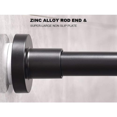 BRIOFOX Shower Curtain Rod 43-73 Inches Matte Black, Rustproof and Non-Fall Down Spring Tension Rod for Window or Bathroom, Stainless Steel