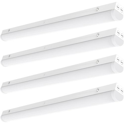 4FT LED Linear Light Fixtures 40/30/20W, 4 Foot Shop Lighting 3/4/5000K Adjustable, Commercial LED Linear Strip Lights for Office, Workshop, 0-10V Dimmable, Surface Mount, AC100-277V, 4Pack