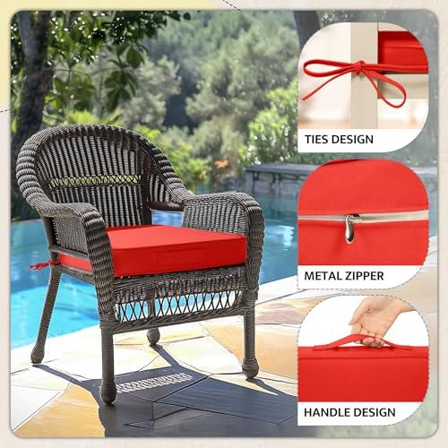 Size 16x16x3 Color Grey mudilun Outdoor Chair Cushions Set of 2 16x16x3 Inch Waterproof Patio Chair Cushions with Handle & Straps Outdoor Seat Cushions for Patio Furniture Garden Sofa Swing Wicker Chair Cushion