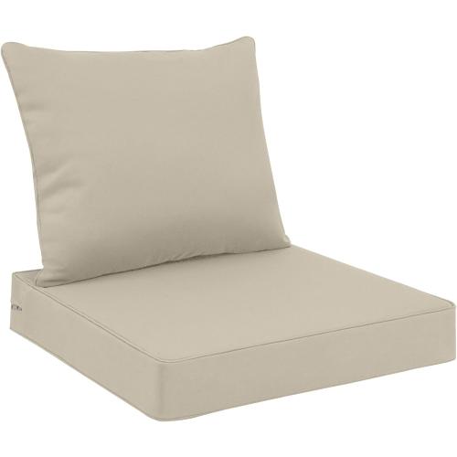 Favoyard Outdoor Seat Cushion Set 19 x 19 Inch Waterproof & Fade Resistant Patio Furniture Cushions with Removable Cover Deep Seat & Back Cushion with Handle and Adjustable Straps for Chair Sofa Couch