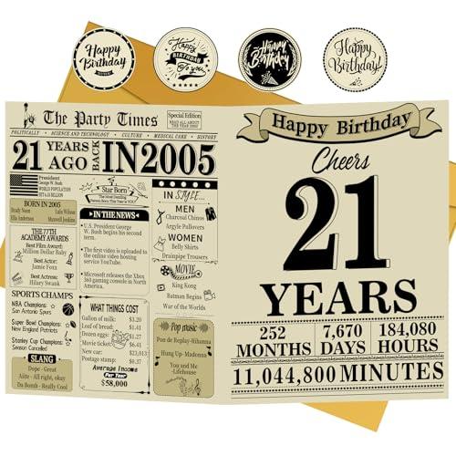 21st Birthday Card, 21st Birthday Party Decorations for Her & Him, Birthday Greeting Card for 21 Year Old Daughter, Son, Granddaughter, Grandson, Back in 2005