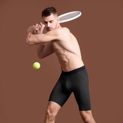 Size Large BAMBOO COOL Men's Long Boxer Briefs Performance Long Leg Sports Boxer Brief Underwear MultiPack