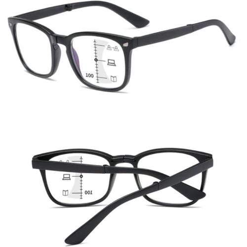 THIKK Foldable Progressive Multifocus Reading Glasses, Blue Light Blocking TR90 Frame Presbyopia Eyewear (Color : Purple, Size :  200)