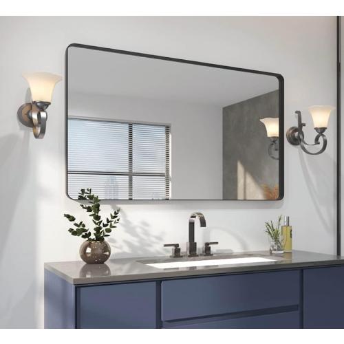 OKPAL Black Metal Framed Bathroom Mirror 72” Round Corners, Rectangle Large Mirror Full Length 72 x 36(Horizontal/Vertical)