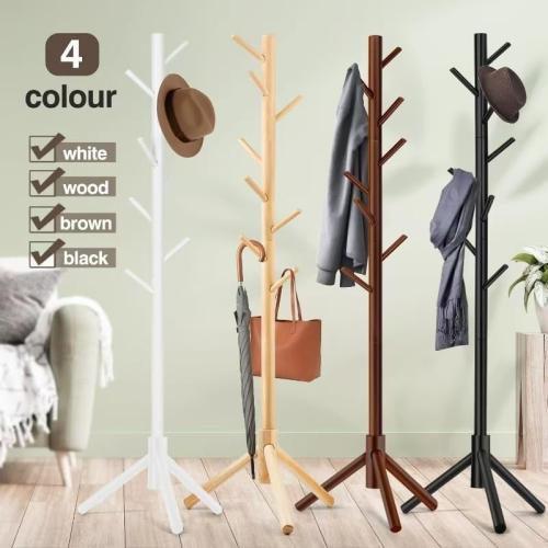 Coat Rack, Freestanding Coat Rack with 8 Hooks and 3 Adjustable Size Tree Coat
