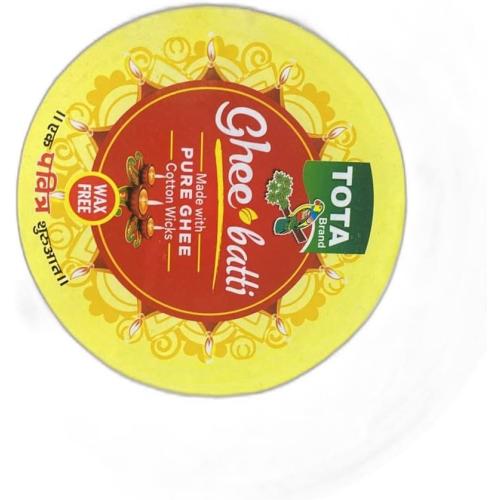 TOTA Wax Free Pure Cow Ghee Diya Cotton Wicks - Yellow| Pack of 2| 90 Ghee Batti