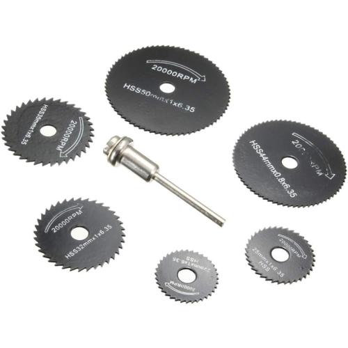 6pcs 1/8 HSS High Speed Steel Circular Saw Blades For Dremel Drills Rotary Tool W/Shank by YEEZUGO