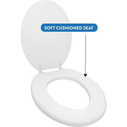 J&V Textiles Soft Round Toilet Seat With Easy Clean & Change Hinge, Padded (Beige)*