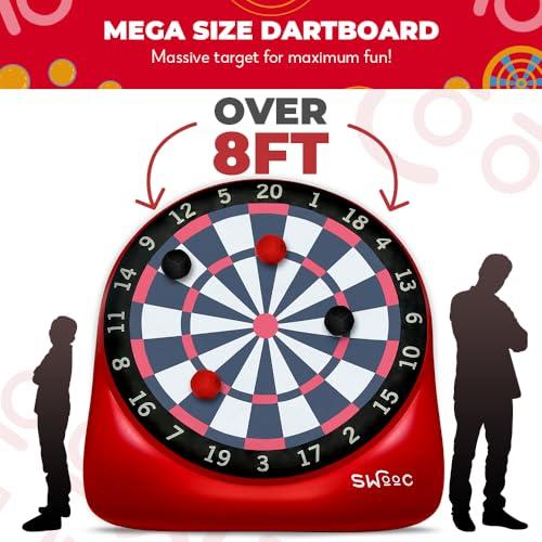 Swooc Games - Premium Inflatable Giant Kick Darts (15  Ways to Play) - Jumbo Soccer Dartboard with Air Pump - Big Carnival Games - Giant Outdoor Games - Oversized Dart Board Yard & Lawn Game