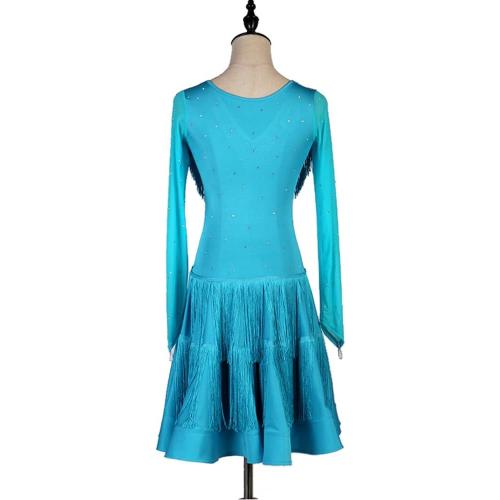Danceand seay ...size L Women's Ballroom Tassel Latin Tango Salsa Dance Skirt Modern Waltz Cha Cha Rumba Dance Competition Costumes