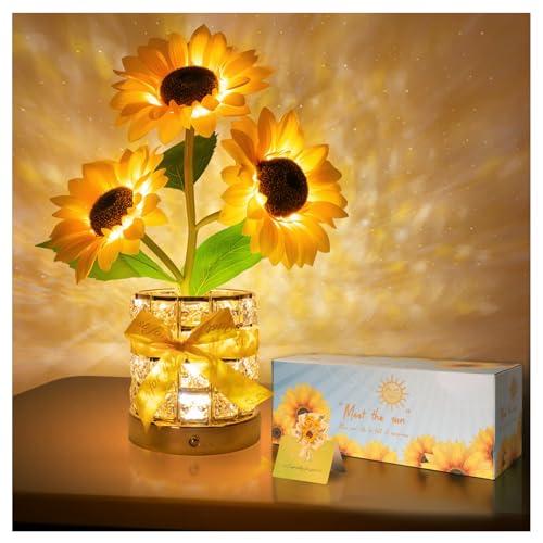 Sunflower LED Lamp,USB Rechargeable Touch Night Light, 3 Color Stepless Dimmable,Small Battery Flower Decor for Bedroom, Restaurant, Bar – Birthday, Mother’s Day,Wedding Gifts for Women,Mom