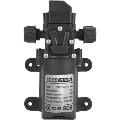 12 Volt Diaphragm Pump 70W Self Priming Pump 12V(9-14.4V) Amps- 6A- Rated power 72W- thelargestflow : 6L/MIN. pressure setting: 0.9MPA.