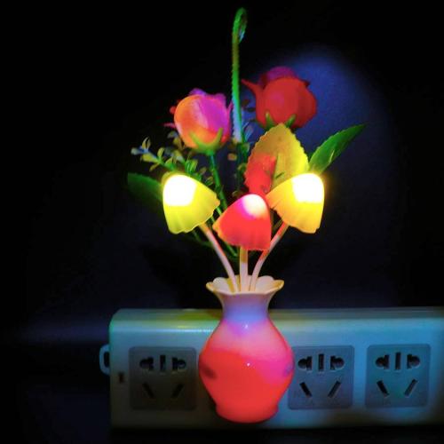 AUSAYE 4 Pack Plug in LED Night Light Sensor Light Rose Flower Decor,Energy Saving Lamp Dream Nightlight Mushroom Night Lights for Kids Adults Bedroom,Bathroom,Living Room,Kitchen,Hallway