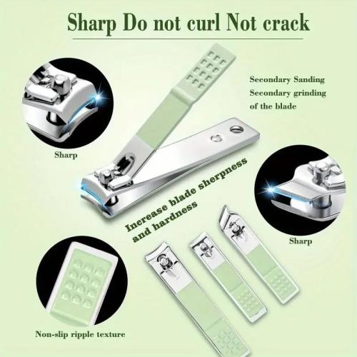 16pcs Nail Clippers Kit, Ultra Sharp Sturdy Fingernail Cutters, Professional Nail Clippers Pedicure Care Tools, Toenail Clipper Cutters for Men and Women Nail Trimmer,Luxury Gold Color,Matcha Green