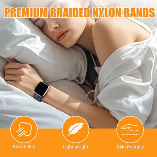 Magnetic Braided Stretchy Loop - Compatible with Apple Watch Band 42mm 46mm 40mm 41mm 44mm 45mm 38mm Ultra 3/2 49mm Women Men,Elastic Woven Fabric Nylon Strap for iWatch 11 10 9 8 7 6 5 4 3 SE Ultra