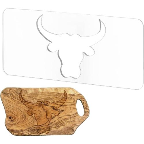 BENECREAT Cattle Clear Acrylic Router Inlay Template, Woodworking Craft Template with Film for Creating Unique Inlays in Signs, Charcuterie Boards, 11.8x5inch